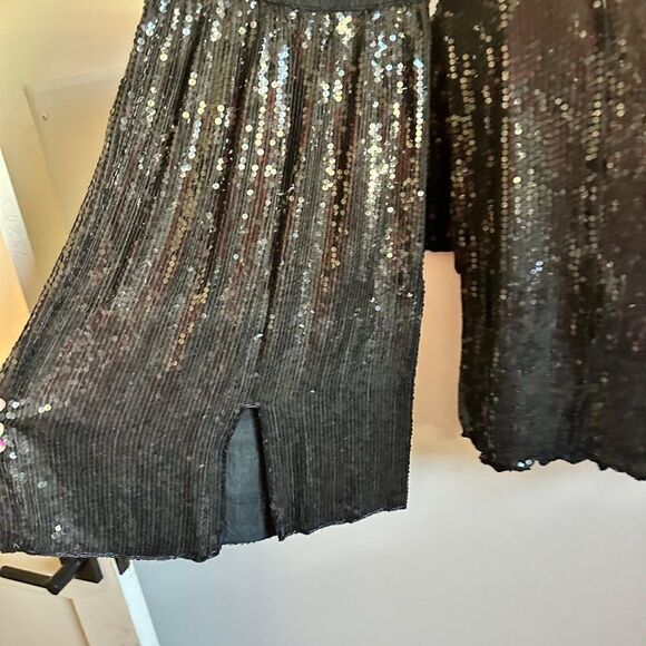 Stenay 2 piece Vintage Black Gold Beaded Evening Set Floral Holiday 90s Medium - Picture 2 of 2